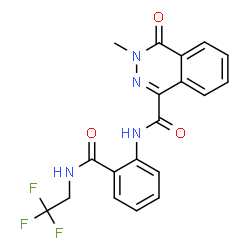 ChemSpider 2D Image | 3-Methyl-4-oxo-N-{2-[(2,2,2-trifluoroethyl)carbamoyl]phenyl}-3,4-dihydro-1-phthalazinecarboxamide | C19H15F3N4O3
