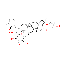ChemSpider 2D Image | (3alpha,5beta,6beta,8alpha,10alpha,13alpha,14beta,16alpha,17alpha,24R)-16,25-Dihydroxy-3-(beta-L-xylopyranosyloxy)-20,24-epoxy-9,19-cyclolanostan-6-yl beta-L-glucopyranoside | C41H68O14