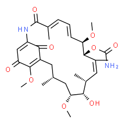 ChemSpider 2D Image | (4E,6E,8R,9R,10Z,12R,13S,14R,16R)-13-Hydroxy-8,14,19-trimethoxy-4,10,12,16-tetramethyl-3,20,22-trioxo-2-azabicyclo[16.3.1]docosa-1(21),4,6,10,18-pentaen-9-yl carbamate | C29H40N2O9