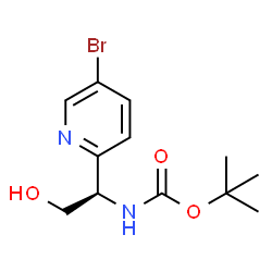ChemSpider 2D Image | 2-Methyl-2-propanyl [(1R)-1-(5-bromo-2-pyridinyl)-2-hydroxyethyl]carbamate | C12H17BrN2O3