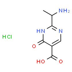 ChemSpider 2D Image | 2-(1-Aminoethyl)-6-oxo-1,6-dihydro-5-pyrimidinecarboxylic acid hydrochloride (1:1) | C7H10ClN3O3