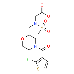 ChemSpider 2D Image | N-({4-[(2-Chloro-3-thienyl)carbonyl]-2-morpholinyl}methyl)-N-(methylsulfonyl)glycine | C13H17ClN2O6S2