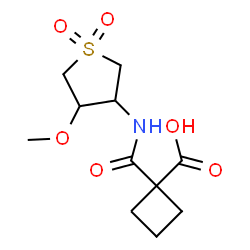 ChemSpider 2D Image | 1-[(4-Methoxy-1,1-dioxidotetrahydro-3-thiophenyl)carbamoyl]cyclobutanecarboxylic acid | C11H17NO6S