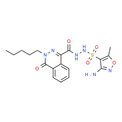 ChemSpider 2D Image | N'-[(3-Amino-5-methyl-1,2-oxazol-4-yl)sulfonyl]-4-oxo-3-pentyl-3,4-dihydro-1-phthalazinecarbohydrazide | C18H22N6O5S