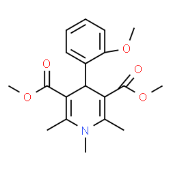 ChemSpider 2D Image | Dimethyl 4-(2-methoxyphenyl)-1,2,6-trimethyl-1,4-dihydro-3,5-pyridinedicarboxylate | C19H23NO5