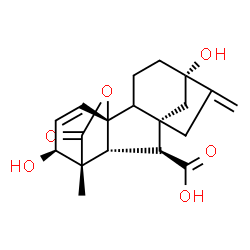 ChemSpider 2D Image | (1R,5S,8S,9S,10R,11R,12S)-5,12-Dihydroxy-11-methyl-6-methylene-16-oxo-15-oxapentacyclo[9.3.2.1~5,8~.0~1,10~.0~2,8~]heptadec-13-ene-9-carboxylic acid | C19H22O6