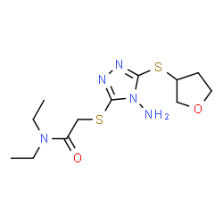 ChemSpider 2D Image | 2-{[4-Amino-5-(tetrahydro-3-furanylsulfanyl)-4H-1,2,4-triazol-3-yl]sulfanyl}-N,N-diethylacetamide | C12H21N5O2S2