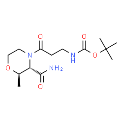 ChemSpider 2D Image | 2-Methyl-2-propanyl {3-[(2R,3S)-3-carbamoyl-2-methyl-4-morpholinyl]-3-oxopropyl}carbamate | C14H25N3O5