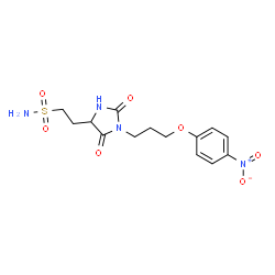 ChemSpider 2D Image | 2-{1-[3-(4-Nitrophenoxy)propyl]-2,5-dioxo-4-imidazolidinyl}ethanesulfonamide | C14H18N4O7S