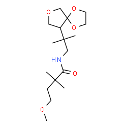 ChemSpider 2D Image | 4-Methoxy-2,2-dimethyl-N-[2-methyl-2-(1,4,7-trioxaspiro[4.4]non-9-yl)propyl]butanamide | C17H31NO5
