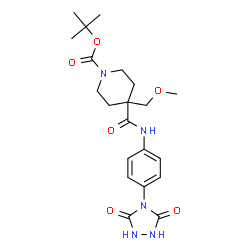 ChemSpider 2D Image | 2-Methyl-2-propanyl 4-{[4-(3,5-dioxo-1,2,4-triazolidin-4-yl)phenyl]carbamoyl}-4-(methoxymethyl)-1-piperidinecarboxylate | C21H29N5O6