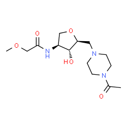 ChemSpider 2D Image | 5-(4-Acetyl-1-piperazinyl)-1,4-anhydro-2,5-dideoxy-2-[(methoxyacetyl)amino]-L-arabinitol | C14H25N3O5