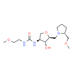 ChemSpider 2D Image | 1,4-Anhydro-2,5-dideoxy-2-{[(2-methoxyethyl)carbamoyl]amino}-5-[(2R)-2-(methoxymethyl)-1-pyrrolidinyl]-L-arabinitol | C15H29N3O5