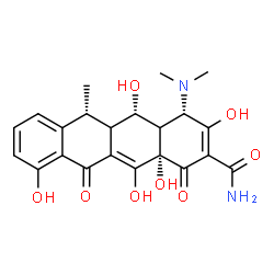 ChemSpider 2D Image | (4S,5S,6R,12aS)-4-(Dimethylamino)-3,5,10,12,12a-pentahydroxy-6-methyl-1,11-dioxo-1,4,4a,5,5a,6,11,12a-octahydro-2-tetracenecarboxamide | C22H24N2O8