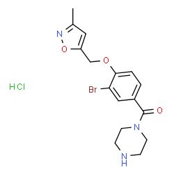 ChemSpider 2D Image | {3-Bromo-4-[(3-methyl-1,2-oxazol-5-yl)methoxy]phenyl}(1-piperazinyl)methanone hydrochloride (1:1) | C16H19BrClN3O3