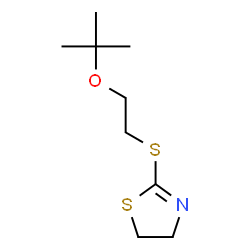 ChemSpider 2D Image | 2-({2-[(2-Methyl-2-propanyl)oxy]ethyl}sulfanyl)-4,5-dihydro-1,3-thiazole | C9H17NOS2