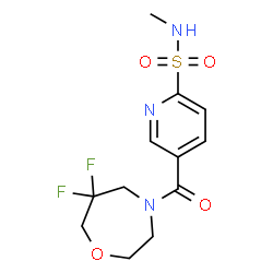 ChemSpider 2D Image | 5-[(6,6-Difluoro-1,4-oxazepan-4-yl)carbonyl]-N-methyl-2-pyridinesulfonamide | C12H15F2N3O4S