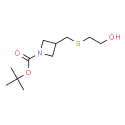 ChemSpider 2D Image | tert-butyl 3-{[(2-hydroxyethyl)sulfanyl]methyl}azetidine-1-carboxylate | C11H21NO3S
