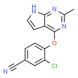 ChemSpider 2D Image | 3-Chloro-4-[(2-methyl-7H-pyrrolo[2,3-d]pyrimidin-4-yl)oxy]benzonitrile | C14H9ClN4O