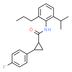 ChemSpider 2D Image | 2-(4-Fluorophenyl)-N-(2-isopropyl-6-propylphenyl)cyclopropanecarboxamide | C22H26FNO