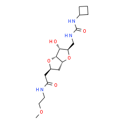 ChemSpider 2D Image | (1S,6R)-1,4:3,6-Dianhydro-6-{[(cyclobutylcarbamoyl)amino]methyl}-2-deoxy-1-{2-[(2-methoxyethyl)amino]-2-oxoethyl}-D-arabino-hexitol | C17H29N3O6