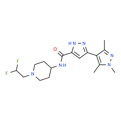 ChemSpider 2D Image | N-[1-(2,2-Difluoroethyl)-4-piperidinyl]-1',3',5'-trimethyl-1H,1'H-3,4'-bipyrazole-5-carboxamide | C17H24F2N6O