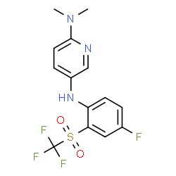 ChemSpider 2D Image | N~5~-{4-Fluoro-2-[(trifluoromethyl)sulfonyl]phenyl}-N~2~,N~2~-dimethyl-2,5-pyridinediamine | C14H13F4N3O2S