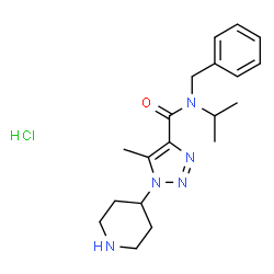 ChemSpider 2D Image | N-Benzyl-N-isopropyl-5-methyl-1-(4-piperidinyl)-1H-1,2,3-triazole-4-carboxamide hydrochloride (1:1) | C19H28ClN5O