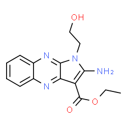 ChemSpider 2D Image | ETHYL 2-AMINO-1-(2-HYDROXYETHYL)-1H-PYRROLO[2,3-B]QUINOXALINE-3-CARBOXYLATE | C15H16N4O3