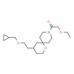 ChemSpider 2D Image | 1-{4-[2-(Cyclopropylmethoxy)ethyl]-1-oxa-9-azaspiro[5.5]undec-9-yl}-2-ethoxyethanone | C19H33NO4