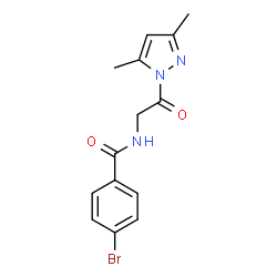 ChemSpider 2D Image | 4-Bromo-N-[2-(3,5-dimethyl-1H-pyrazol-1-yl)-2-oxoethyl]benzamide | C14H14BrN3O2