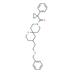 ChemSpider 2D Image | {4-[2-(Benzyloxy)ethyl]-1-oxa-9-azaspiro[5.5]undec-9-yl}(1-phenylcyclopropyl)methanone | C28H35NO3