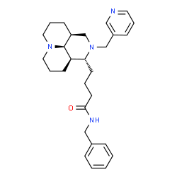 ChemSpider 2D Image | N-Benzyl-4-[(1R,3aS,10aR,10bS)-2-(3-pyridinylmethyl)decahydro-1H,4H-pyrido[3,2,1-ij][1,6]naphthyridin-1-yl]butanamide | C28H38N4O