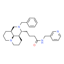 ChemSpider 2D Image | 4-[(1R,3aS,10aR,10bS)-2-Benzyldecahydro-1H,4H-pyrido[3,2,1-ij][1,6]naphthyridin-1-yl]-N-(3-pyridinylmethyl)butanamide | C28H38N4O