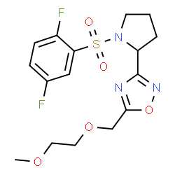 ChemSpider 2D Image | 3-{1-[(2,5-Difluorophenyl)sulfonyl]-2-pyrrolidinyl}-5-[(2-methoxyethoxy)methyl]-1,2,4-oxadiazole | C16H19F2N3O5S