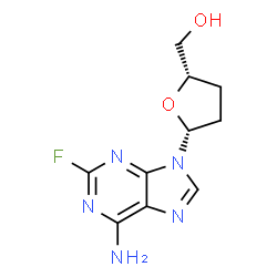 ChemSpider 2D Image | [(2S,5R)-5-(6-Amino-2-fluoro-9H-purin-9-yl)tetrahydro-2-furanyl]methanol | C10H12FN5O2
