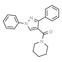 ChemSpider 2D Image | (1,3-Diphenyl-1H-pyrazol-4-yl)(1-piperidinyl)methanone | C21H21N3O