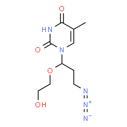 ChemSpider 2D Image | 1-[3-Azido-1-(2-hydroxyethoxy)propyl]-5-methyl-2,4(1H,3H)-pyrimidinedione | C10H15N5O4