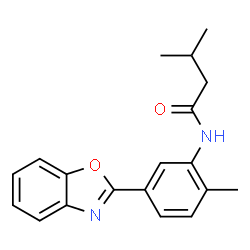 ChemSpider 2D Image | N-[5-(1,3-Benzoxazol-2-yl)-2-methylphenyl]-3-methylbutanamide | C19H20N2O2