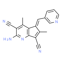 ChemSpider 2D Image | (5E)-2-Amino-4,6-dimethyl-5-(3-pyridinylmethylene)-5H-cyclopenta[b]pyridine-3,7-dicarbonitrile | C18H13N5