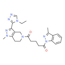 ChemSpider 2D Image | 1-[3-(4-Ethyl-4H-1,2,4-triazol-3-yl)-1-methyl-1,4,6,7-tetrahydro-5H-pyrazolo[4,3-c]pyridin-5-yl]-5-(3-methyl-1H-indazol-1-yl)-1,5-pentanedione | C24H28N8O2