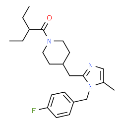 ChemSpider 2D Image | 2-Ethyl-1-(4-{[1-(4-fluorobenzyl)-5-methyl-1H-imidazol-2-yl]methyl}-1-piperidinyl)-1-butanone | C23H32FN3O