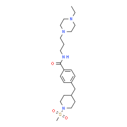 ChemSpider 2D Image | N-[3-(4-Ethyl-1-piperazinyl)propyl]-4-{[1-(methylsulfonyl)-4-piperidinyl]methyl}benzamide | C23H38N4O3S