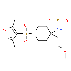 ChemSpider 2D Image | N-{1-[(3,5-Dimethyl-1,2-oxazol-4-yl)sulfonyl]-4-(2-methoxyethyl)-4-piperidinyl}methanesulfonamide | C14H25N3O6S2