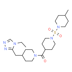 ChemSpider 2D Image | {4-[(4-Ethyl-4H-1,2,4-triazol-3-yl)methyl]-1-piperidinyl}{1-[(4-methyl-1-piperidinyl)sulfonyl]-4-piperidinyl}methanone | C22H38N6O3S