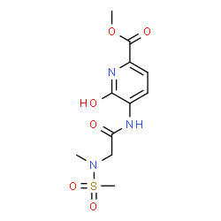 ChemSpider 2D Image | Methyl 6-hydroxy-5-{[N-methyl-N-(methylsulfonyl)glycyl]amino}-2-pyridinecarboxylate | C11H15N3O6S