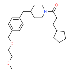 ChemSpider 2D Image | 3-Cyclopentyl-1-(4-{4-[(2-methoxyethoxy)methyl]benzyl}-1-piperidinyl)-1-propanone | C24H37NO3