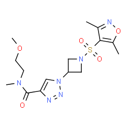 ChemSpider 2D Image | 1-{1-[(3,5-Dimethyl-1,2-oxazol-4-yl)sulfonyl]-3-azetidinyl}-N-(2-methoxyethyl)-N-methyl-1H-1,2,3-triazole-4-carboxamide | C15H22N6O5S