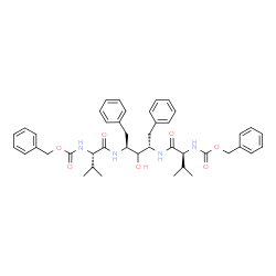 ChemSpider 2D Image | Dibenzyl ([(2S,4S)-3-hydroxy-1,5-diphenyl-2,4-pentanediyl]bis{imino[(2S)-3-methyl-1-oxo-1,2-butanediyl]})biscarbamate | C43H52N4O7