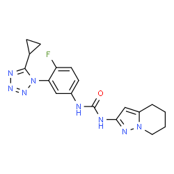 ChemSpider 2D Image | 1-[3-(5-Cyclopropyl-1H-tetrazol-1-yl)-4-fluorophenyl]-3-(4,5,6,7-tetrahydropyrazolo[1,5-a]pyridin-2-yl)urea | C18H19FN8O